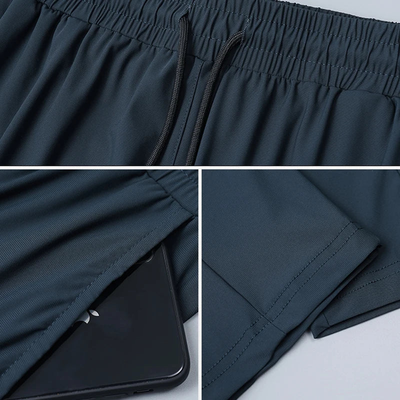 Pantalon de survêtement de course élastique d'été pour hommes - Pantalon d'entraînement extérieur décontracté pour la salle de sport et le fitness