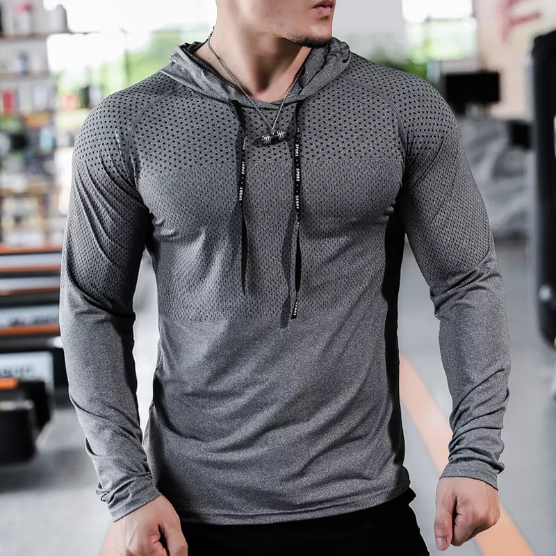 Survêtement de Fitness pour hommes, sweat à capuche Sport, course à pied, jogging, entraînement en plein air, dessus de chemise, vêtements d'entraînement musculaire