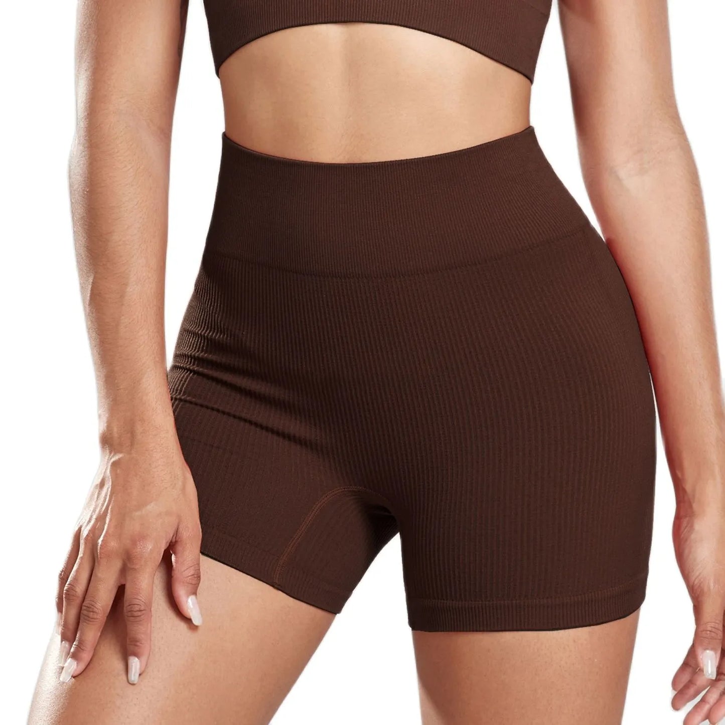 CHRLEISURE – short de Yoga côtelé sans couture pour femmes, collant de motard taille haute, Leggings de sport Slim d'entraînement élastique, vêtements de sport