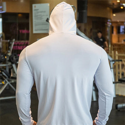 Men's Hooded Sweatshirts Running Training Fitness Hoodies Gym Sports Jackets Coats Quick Dry Sunscreen Coat Male Sportwear Solid