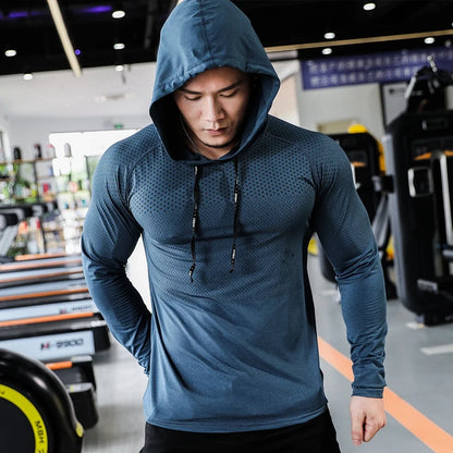 Survêtement de Fitness pour hommes, sweat à capuche Sport, course à pied, jogging, entraînement en plein air, dessus de chemise, vêtements d'entraînement musculaire