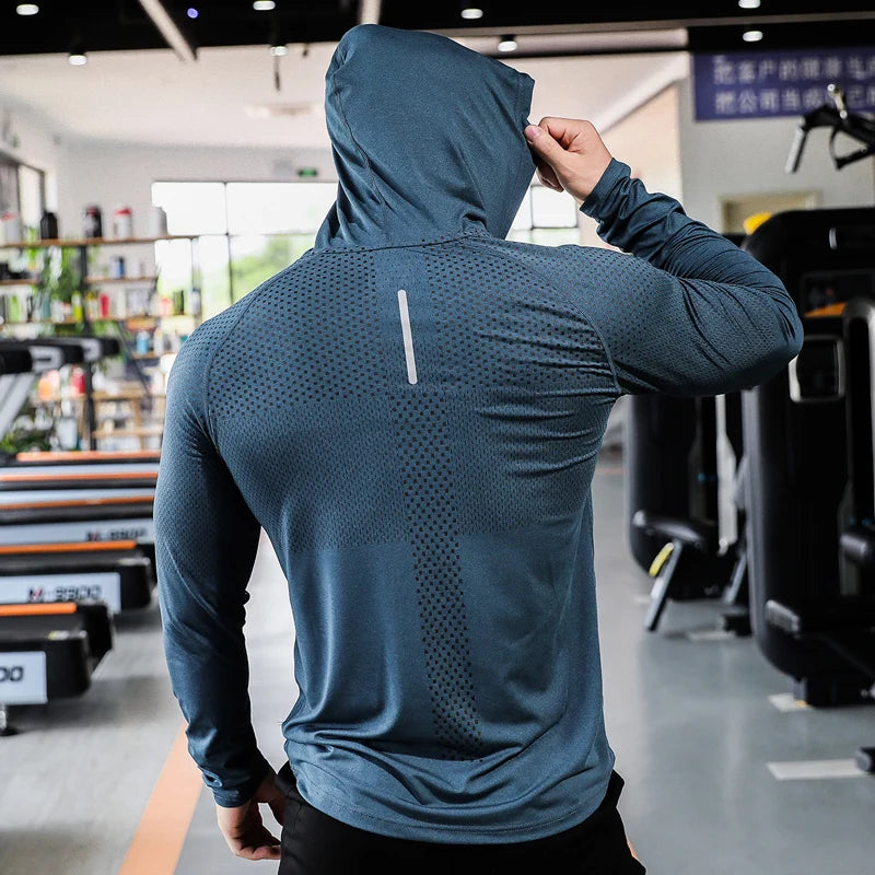 Survêtement de Fitness pour hommes, sweat à capuche Sport, course à pied, jogging, entraînement en plein air, dessus de chemise, vêtements d'entraînement musculaire