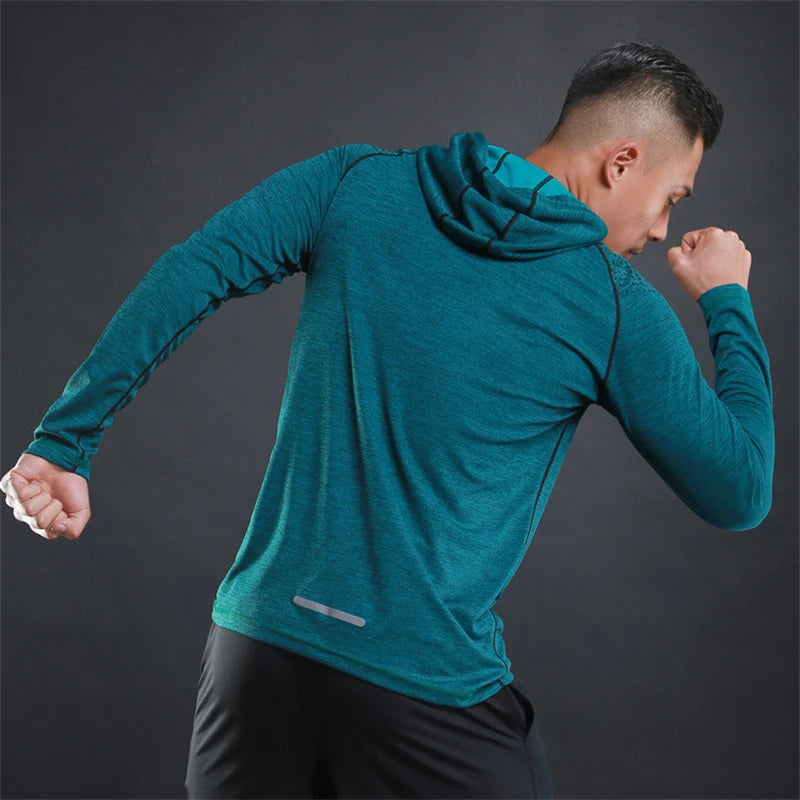 Men Hoodies Summer Running Fitness Casual Hooded Quick Dry Sweatshirts Solid Pullover Shirts with Hood Outdoor Gym Hoodie Man