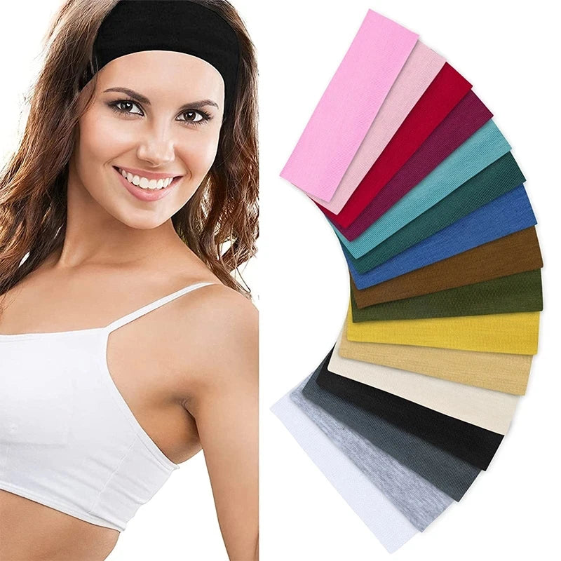 Adjustable Sports Headbands - Sweat Absorbing Elastic Hair Bands for Running and Yoga